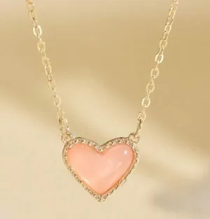 Peach Heart Pendant Necklace Gold thumbnail 3