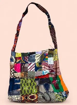 Boho Hippie Patchwork Sling Flap Messenger Crossbody Book Laptop School Bag Purse Streetwear Measurement in pics thumbnail 1