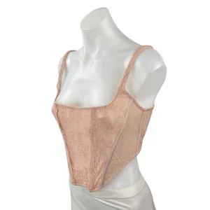 Urban Outfitters Out From Under Peach Lace Corset Bustier Longline Crop Top M thumbnail 3