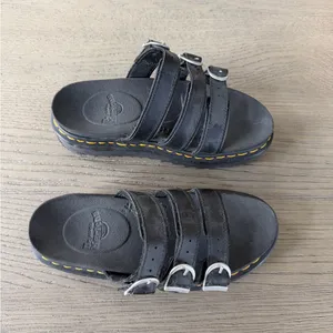 Dr. Martens Women’s Black Leather Buckle Slides thumbnail 2