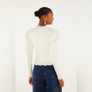 Farm Rio Off-White Flower Embroidery Knit Top S thumbnail 3