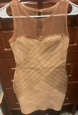 Fitted Dress midi Gold Size L thumbnail 1
