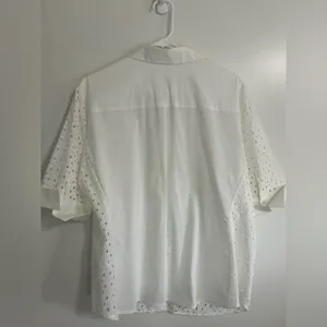 White Short Sleeve Notched Collar Button Down Shirt Size XXL thumbnail 2