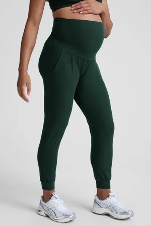 Beyond Yoga Spacedye Beyond the Bump Maternity Midi Jogger in Dark Spruce Green thumbnail 1