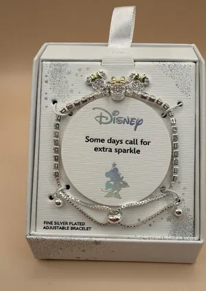 Disney Minnie Mouse Fine‎ Silver Plated Cubic Zirconia Adjustable Bolo Bracelet thumbnail 1