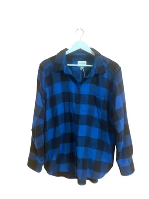 American Eagle Size Medium Boyfriend Fit Blue Flannel Shirt New With Tags thumbnail 2