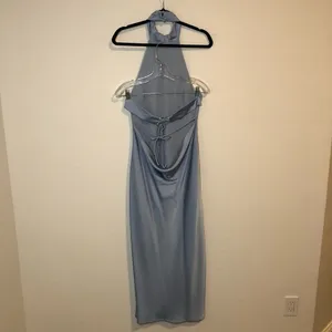 Elegant Light Blue Halter Neck Dress Size L thumbnail 6