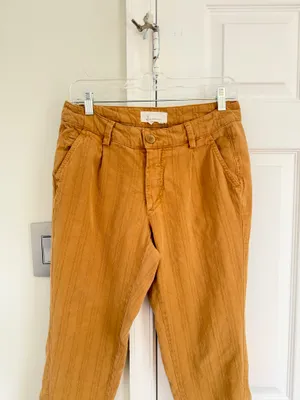 Anthropologie Women Scout Slim Pleated Straight Leg Ankle Pants Honey 27 Boho thumbnail 4