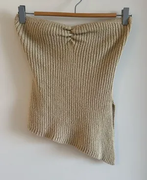 Emory Park Tan Ribbed Knit Tube Top thumbnail 1
