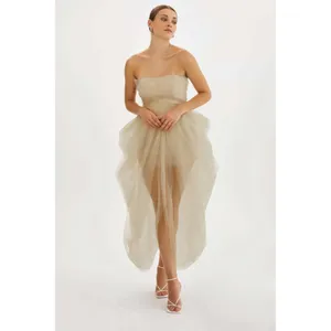 LAMARQUE Pixie Corset Dress in Light Beige Size XS Strapless Tulle Princess thumbnail 15