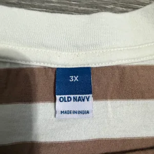 Old‎ Navy Womens T-Shirt 3X Brown White Striped Oversized Cotton Short Sleeve thumbnail 2