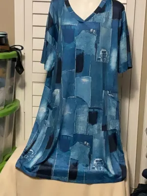 Blue Abstract Midi Dress thumbnail 1