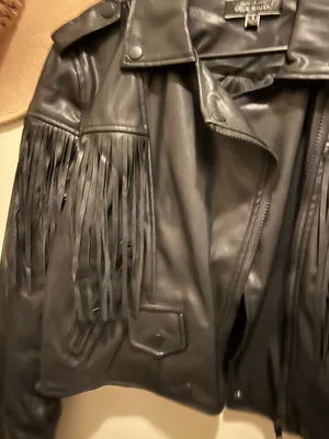 These Three Boutique Faux Leather Moto Fringe Jacket thumbnail 2
