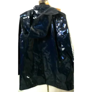 New NWT $325 Jane Post Iconic Princess Slicker Rain Coat Hood Women S Teal Navy thumbnail 10
