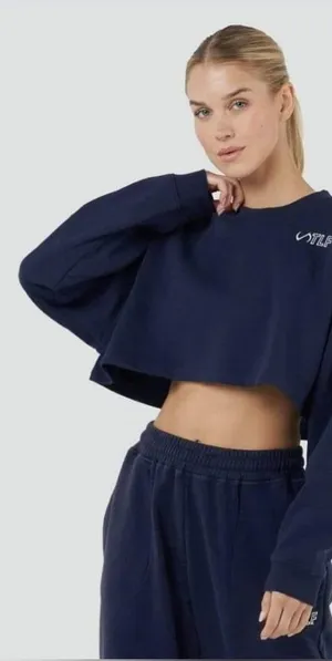 NWT TLF Chill Crop Sweatshirt & Sweatpants Deep Navy Set size-Small thumbnail 1