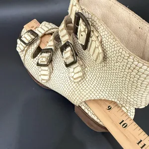 FREEBIRD by Steven Quail Ivory Textured Snake Leather Buckle Gladiator Sandals 9 thumbnail 14