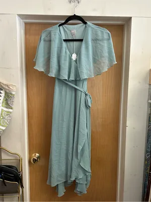 ASOS Flowy Romanticism Mint Faux Wrap Dress with Side Zipper - size 2 thumbnail 2