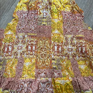 Christian Siriano Yellow and Brown Patterned Top halter top thumbnail 2