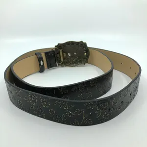 Women's Black Faux Leather Western Belt w/ Horse Buckle, 36.5-45.5 in, X7G9A966 thumbnail 8
