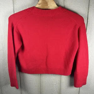 J.Crew V-neck Sweater Womens Medium Red Relaxed Alpaca Wool Blend CE717 thumbnail 4