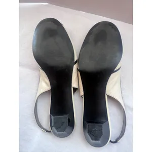 Alfani Kendal Women 9M Cream Black Bow Slingback Low Block Heel Pumps Shoes thumbnail 3