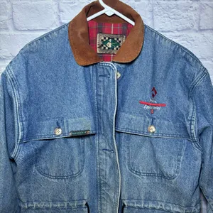 Rode Walker Vintage Chore Barn Field Coat Blue Denim Jacket Men's Medium USA thumbnail 1