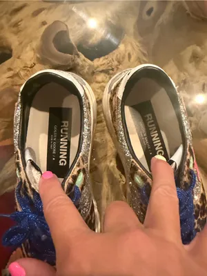 Golden Goose Leopard Print Sneakers with Blue laces and Pink Star! thumbnail 3