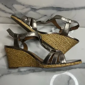 Clarks Women's Metallic Leather Strappy Summer Laguna Jewel Wedge Sandals Sz 9 thumbnail 5