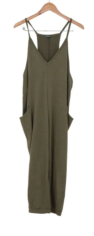 Wild Fable Jumpsuit Womens Medium Knit Racerback Olive Green Pockets Excellent thumbnail 1