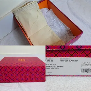 Tory Burch Black Kira Sport Strappy Sandal Gold Logo Size US 9 (w/ OG Box) thumbnail 8