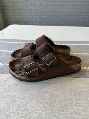 Birkenstock Arizona Shearling Sandals Brown Mocha Suede Size 38 thumbnail 6