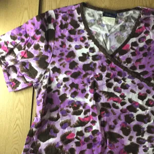 New Animal Print Scrub Top 2 Pockets Cotton Small thumbnail 4