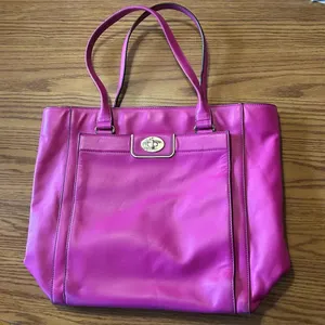 Kate Spade Hampton Road Leather Berry Pink Structured Tote 16"x14”x5” Large thumbnail 1