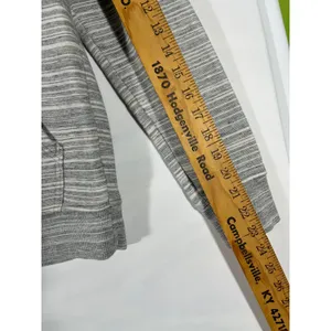 Carhartt Women Striped Quarter Zip‎ Hooded Sweatshirt Relaxed Fit Cozy Gray Sz S thumbnail 4