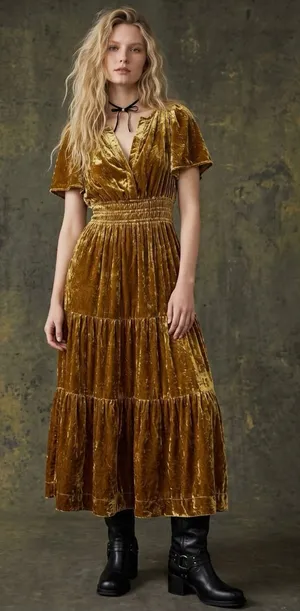 Anthropologie The Somerset Maxi Dress: Velvet Edition Bamboo Brown Size Medium thumbnail 1