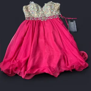 NWT Mac Duggal embellished short prom homecoming event dress 81928N fuschia sz 2 thumbnail 3