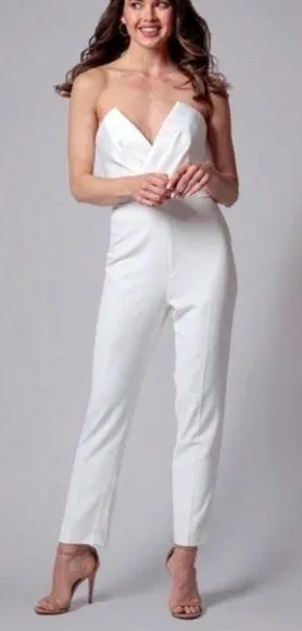 Jay Godfrey Diamond White Ivory Pleated Strapless Evening thumbnail 1