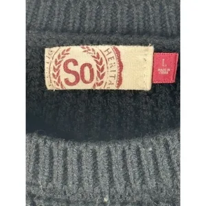 SO Heritage Women's Striped Knit Sweater Size L Black Cream Blue Casual‎ thumbnail 8