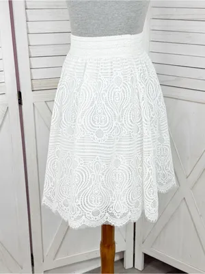 Bebe Lace Scallop Hem Mini Skirt White Medium Elastic Waist Cottagecore Layered thumbnail 2