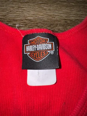 Harley Davidson Red Ribbed sleeveless tank top XL Y2K Rhinestone Heart Biker thumbnail 2