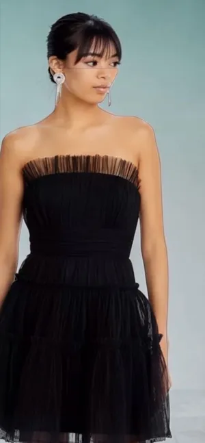 Classic Strapless Black Tulle Cocktail Dress S thumbnail 1