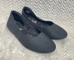 Skechers Cleo Black Knit Stretchy Ballet Flats‎ Women’s 8 | classic preppy thumbnail 1