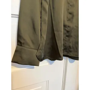 A New Day Olive Green Satin Long Sleeve Button Down Blouse Large L thumbnail 7