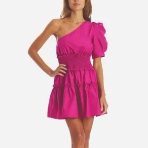 En Saison mini dress Anthropologie One Shoulder Celia ruffle smock cocktail thumbnail 2