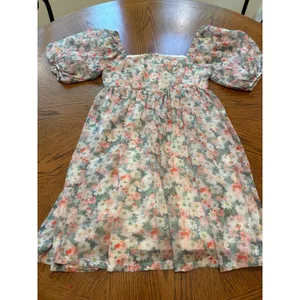 TCEC Floral Puff Sleeve Mini Dress Square Neck Babydoll Multi Color Small thumbnail 2