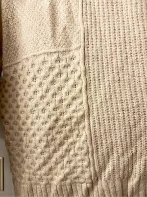 American Eagle Outfitters Cream Cable & Patchwork Mock Neck Sweater thumbnail 7