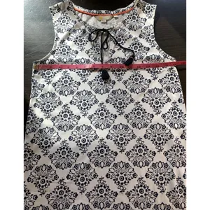 Boden Dress‎ US6R White Blue Floral V-Neck Tassel Sleeveless Ruffle Boho Peasant thumbnail 9