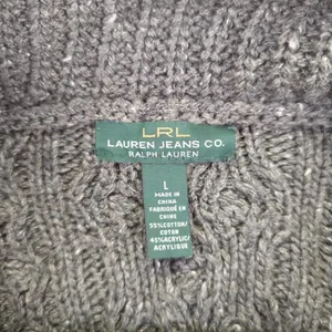 Lauren Jeans Co Ralph Lauren Gray Cable Knit Cotton‎ Blend Turtleneck Sweater L thumbnail 7