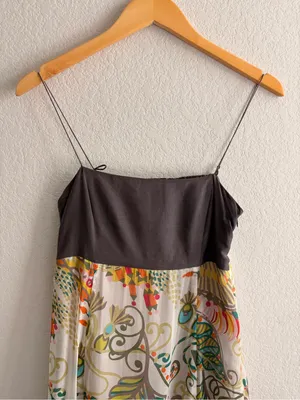 Boho/Bohemian Zara Maxi Dress Colorful Floral Print – Flowy Ruffle Hem SMALL thumbnail 3