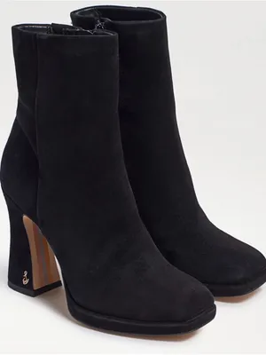 Sam Edelman Black Suede Platform Ankle Boots with Block Heel thumbnail 1